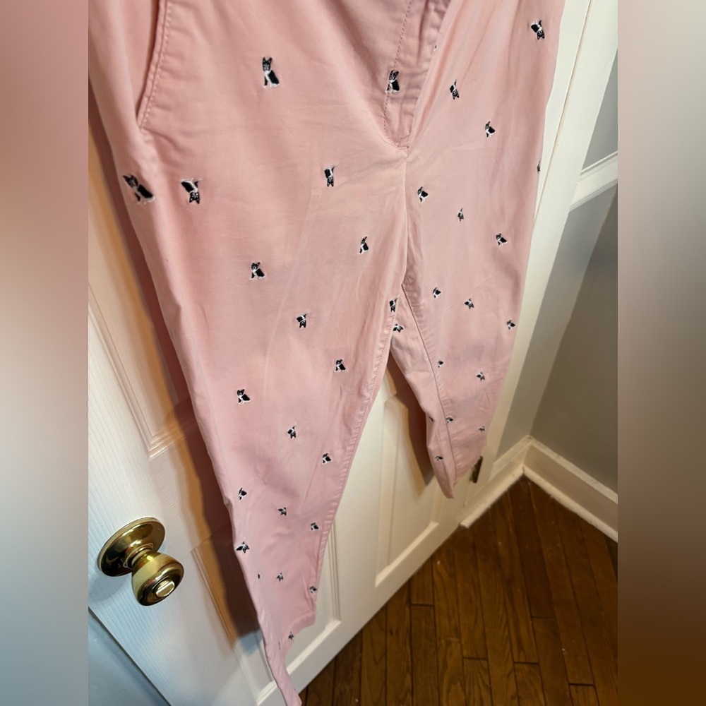 Talbots The Weekend Chino – Pink Frenchie Dog Embroidered | Size 14 Petite - Picture 8 of 11
